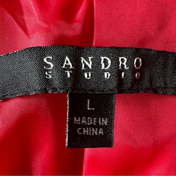 Sandro Studio red ruffle trench coat-L - Picture 5 of 7